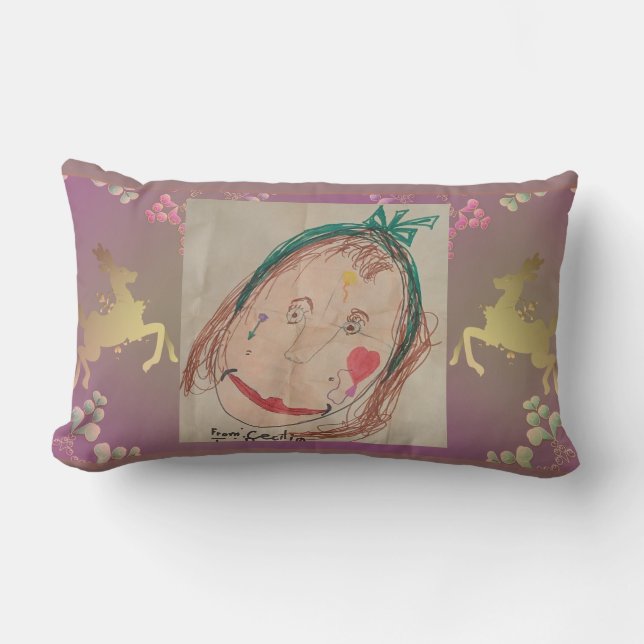Reindeer Purple w/Photo Throw Pillow Lendenkissen (Vorderseite)