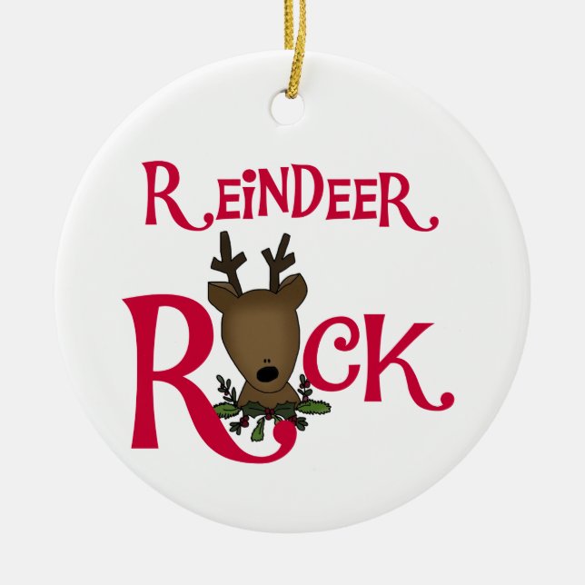 Reindeer Rock Christmas Ornament (Vorne)