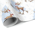 Reindeer Rudolph Christmas Geschenkpapier<br><div class="desc">Reindeer Rudolph ist Skaten im Winterwunderland</div>