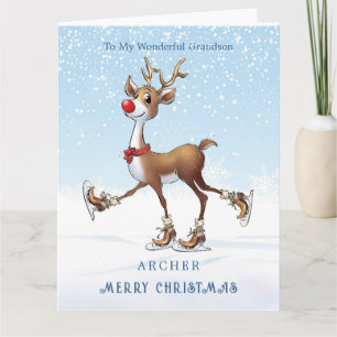 Reindeer Rudolph Grandson Christmas Karte