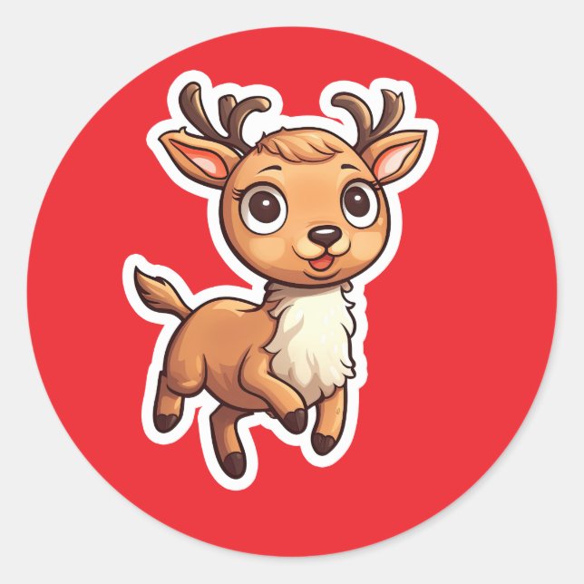 Reindeer Runder Aufkleber (Vorderseite)