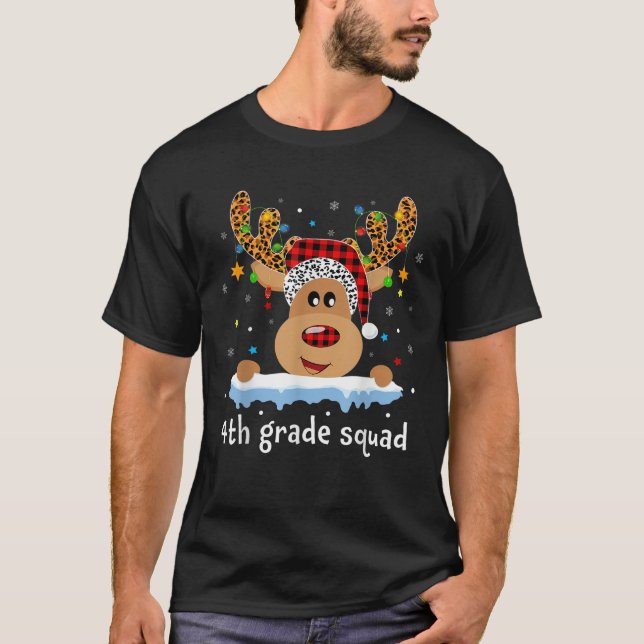 Reindeer Santa 4th Grade Squad Teacher Student Chr T-Shirt (Vorderseite)