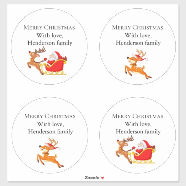 Reindeer Santa Claus Custom-Cut Vinyl Sticker (Blatt)