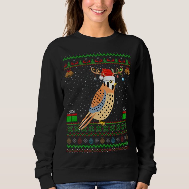 Reindeer Santa Hat Matching Ugly Kestrel Sweatshirt (Vorderseite)