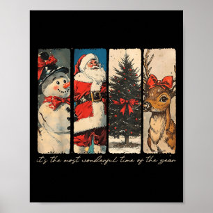 Reindeer Santa Snowman Weihnachts Weihnachtsbaumfa Poster