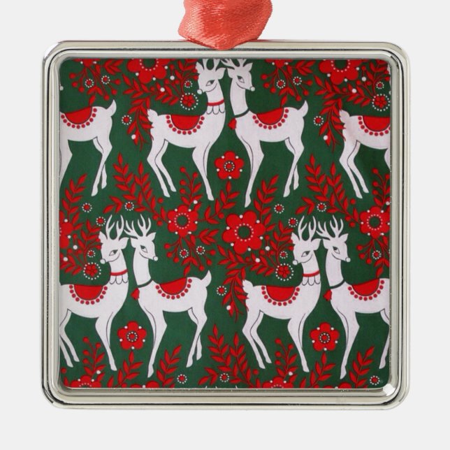Reindeer Silbernes Ornament (Vorne)