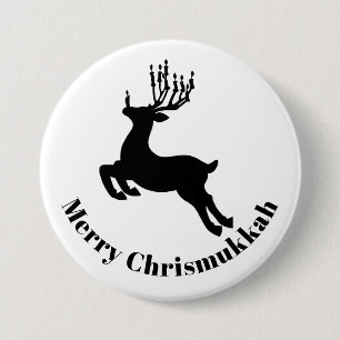 Reindeer Silhouette Chrismukkah Button
