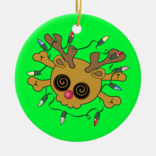 Reindeer Skull Keramik Ornament