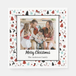 Reindeer Sleigh Christmas Pine Trees Serviette