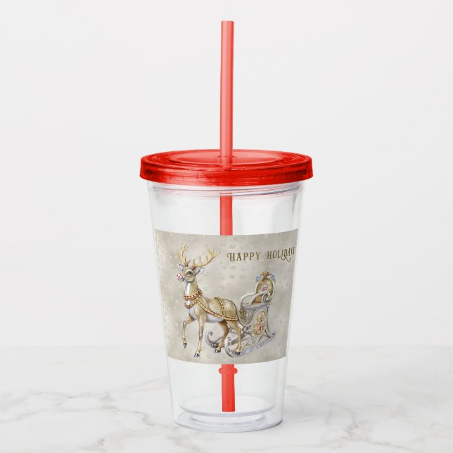 Reindeer Sleigh Holiday Acrylic Tumbler Acryltrinkbecher (Vorderseite)