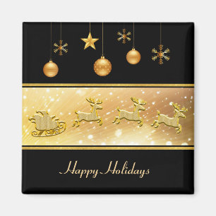 Reindeer Sleigh Holiday Christmas Magnet