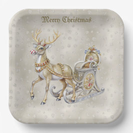 Reindeer Sleigh Holiday Paper Plate Pappteller