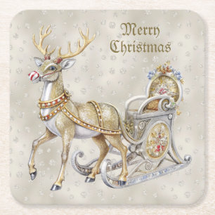 Reindeer Sleigh Holiday Paper Untersetzer