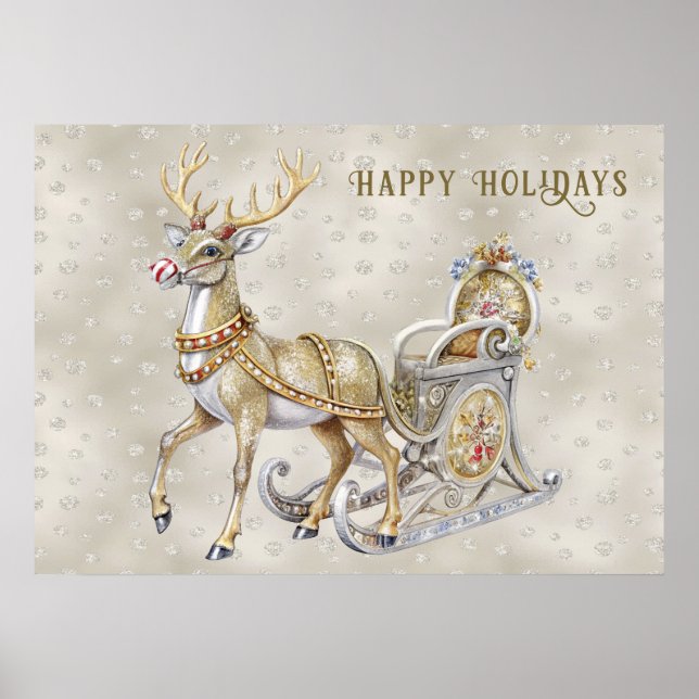 Reindeer Sleigh Holiday Poster (Vorne)