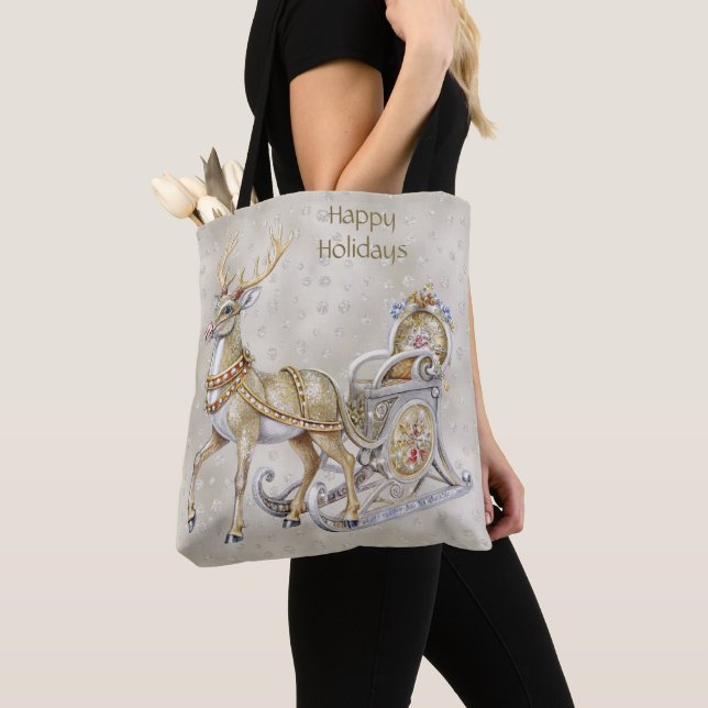 Reindeer Sleigh Holiday Tote Bag (Von Nahem)