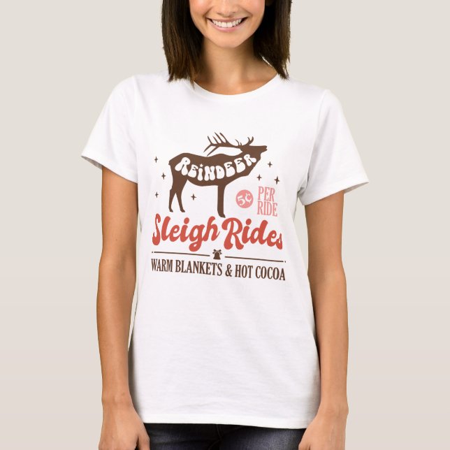 Reindeer Sleigh Rides Vintage Weihnachten T-Shirt (Vorderseite)