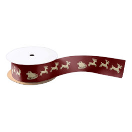 Reindeer Sleigh Satin Ribbon Satinband