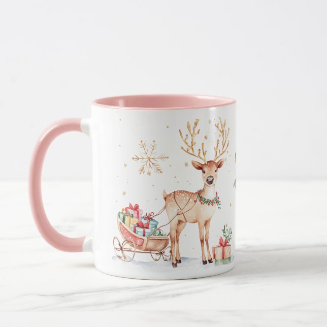Reindeer Sleigh Weihnachts-Tasse Tasse (Links)