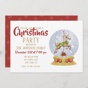 Reindeer Snow Globe Einladung