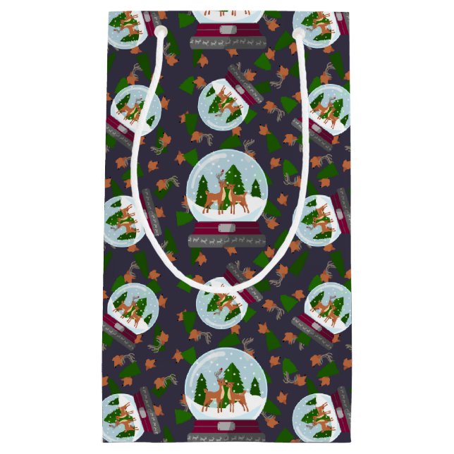 Reindeer Snow Globes Kleine Geschenktüte (Vorderseite)