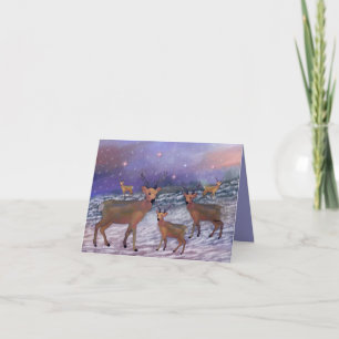 Reindeer Snowfall Greeting Cards Feiertagskarte