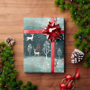 Reindeer Snowflake Weihnachts-Carol-Geschenkwrap Geschenkpapier