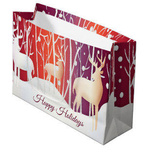Reindeer Snowy Holiday Geschenktasche Große Geschenktüte