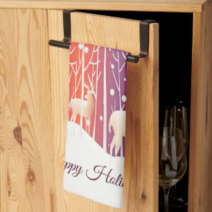 Reindeer Snowy Holiday Geschirrtuch