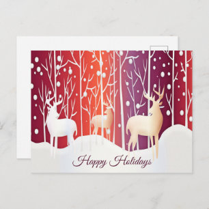 Reindeer Snowy Holiday Postcard Postkarte