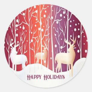 Reindeer Snowy Holiday Sticker