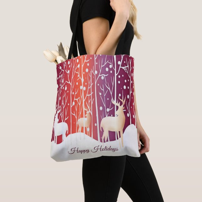 Reindeer Snowy Holiday Tote Bag (Von Nahem)
