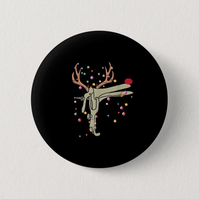 Reindeer Speculum Nurse Funny Christmas Obgyn Nurs Button (Vorderseite)