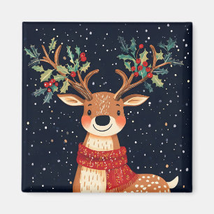 Reindeer Starry Christmas Twinkle Night Magnet