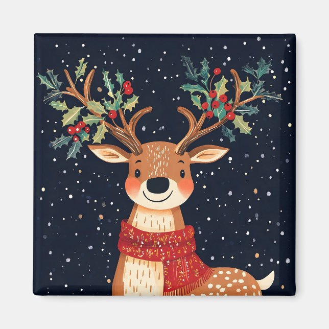 Reindeer Starry Christmas Twinkle Night Magnet (Vorne)