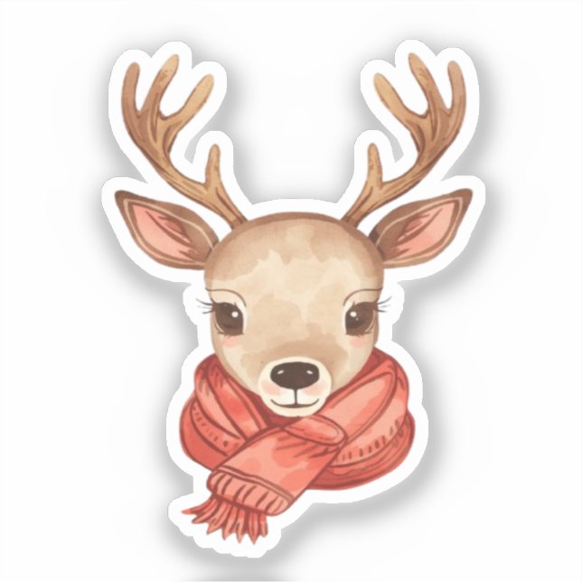 Reindeer Sticker | Cute Christmas Deer (Vorderseite)