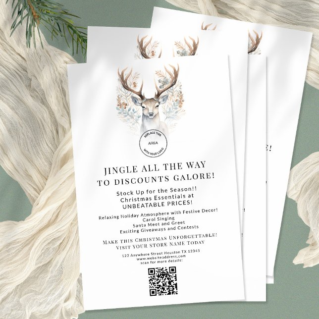 Reindeer Store Christmas bietet QR-Code Flyer (Von Creator hochgeladen)