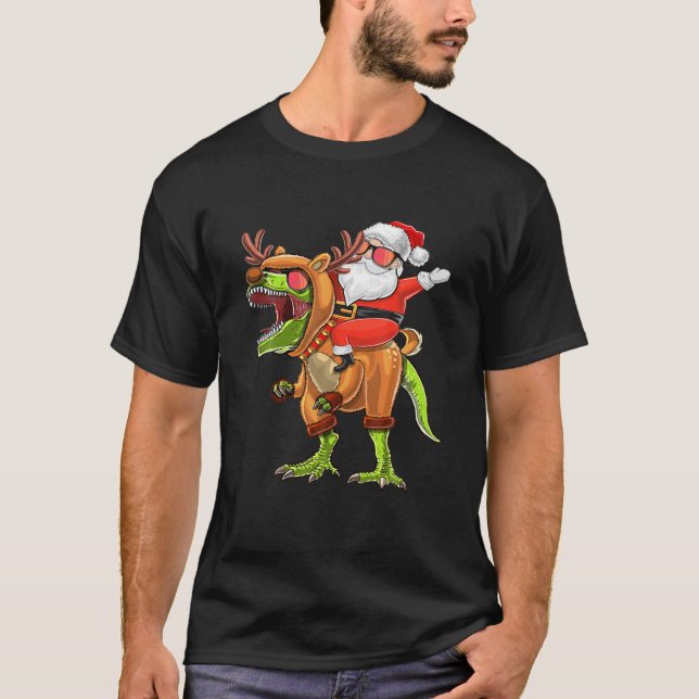 Reindeer T Rex Dinosaur Weihnachtskostüm T-Shirt (Vorderseite)