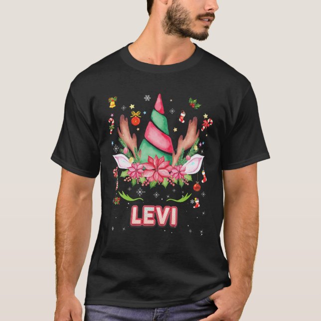 Reindeer Unicorn Face Levi Christmas Mistletoe Orn T-Shirt (Vorderseite)