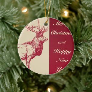 Reindeer Vintage Keramik Ornament