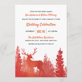 Reindeer Watercolor Red | Winterhochzeit Einladung