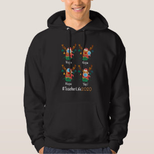 Reindeer Wear Mask Funny Funny Teacher Life Christ Hoodie