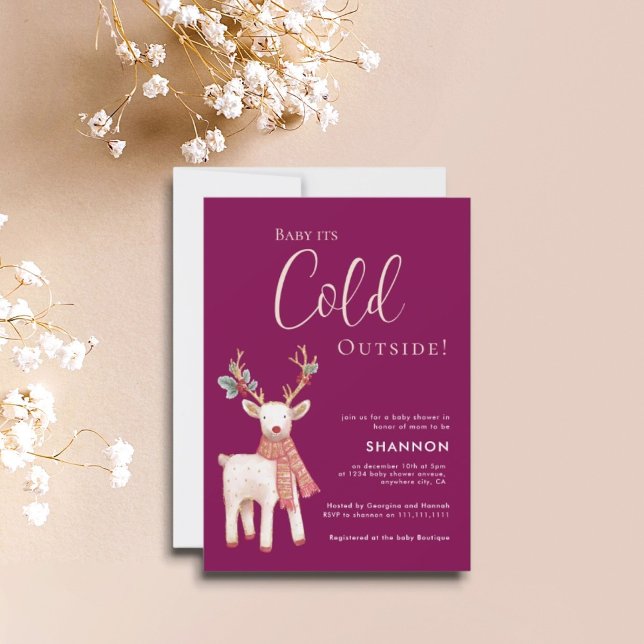 Reindeer Winter Cold Outside Baby Shower  Einladung (Von Creator hochgeladen)