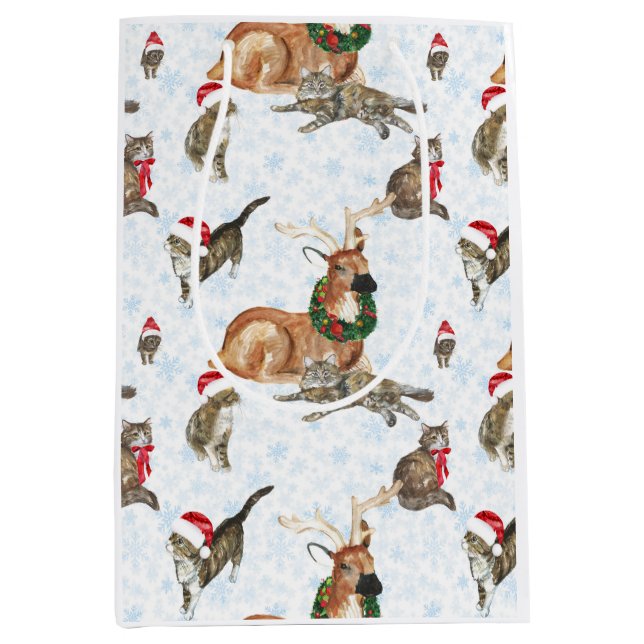 Reindeers and Kitty Cats Mittlere Geschenktüte (Vorderseite)