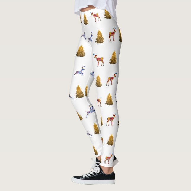 Reindeers Holiday Tree Leggings (Links)