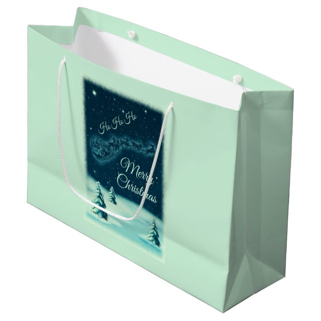 Reindeers Pulling Weihnachten Große Geschenktüte (Vorderseite Schrägansicht)