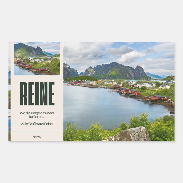 Reine auf den Lofoten Rechteckiger Aufkleber (Vorderseite)