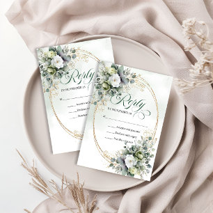 Reine Eleganz Botanisch Grün Weiß Eukalyptus  RSVP Karte
