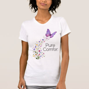 Reine Komfort Floral Schmetterling Kunst Druck Le T-Shirt