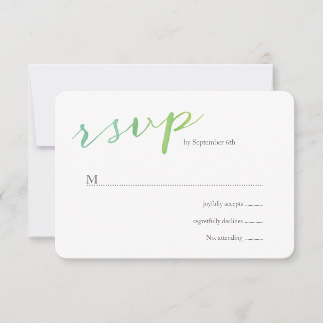 Reine Liebe Watercolor Wedding RSVP / Limon Emeral (Vorderseite)