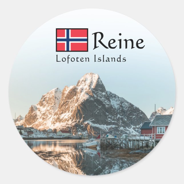 Reine Lofoten Islands Souvenir Runder Aufkleber (Vorderseite)